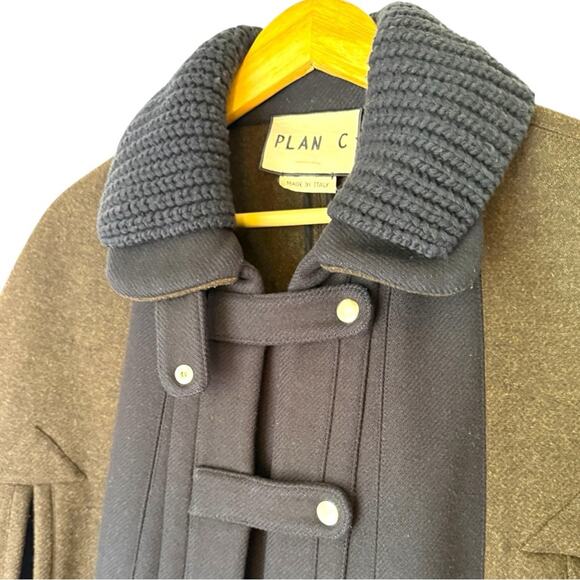 EUC PLAN C Roll-neck Wool Cape Jacket In Brown Size 46/US Size 10/Size L - Picture 9 of 10